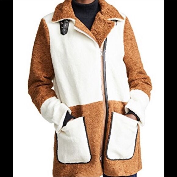 Line & Dot Multi Faux Shearling Coat - Picture 2 of 13